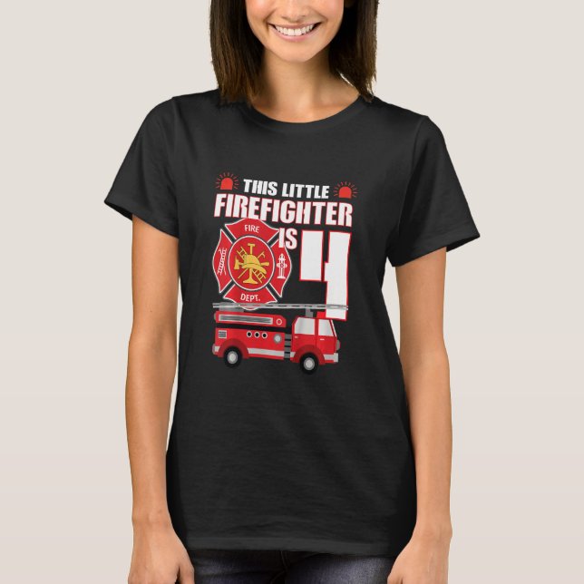Camiseta Niños Este Pequeño Bombero Tiene 4 Años B (Anverso)
