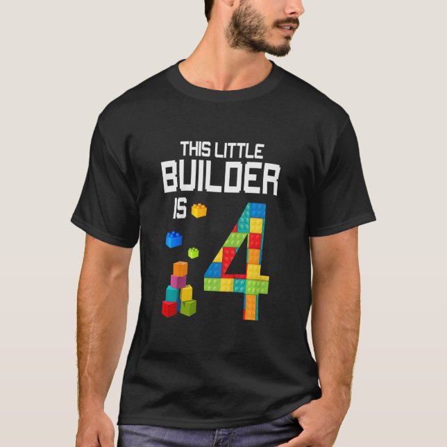 Camiseta Niños Este pequeño constructor tiene 4 bloques de  (Anverso)