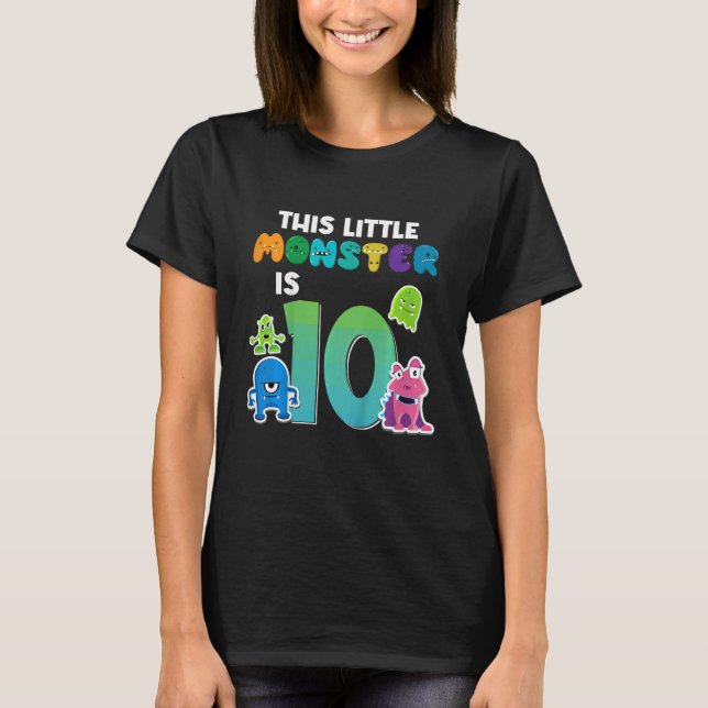 Camiseta Niños Este Pequeño Monstruo Tiene 10 Años (Anverso)