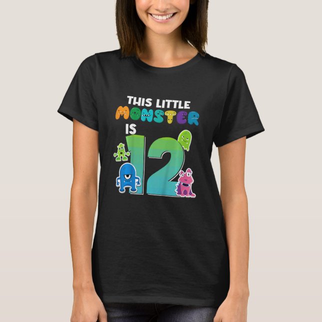 Camiseta Niños Este Pequeño Monstruo Tiene 12 Años (Anverso)