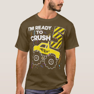 Camiseta Niños estoy listo para aplastar Cumpleaños 5 Monst