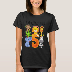Camiseta Niños, estoy salvaje y 5 Safari de 5 cumpleaños