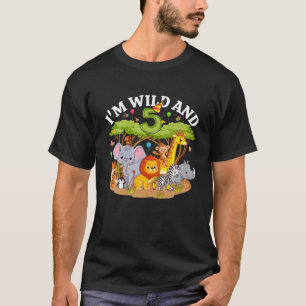 Camiseta Niños, estoy salvaje y 5 temas de zoológico 5.º Sa