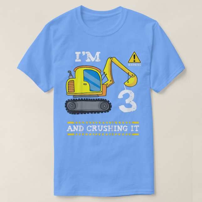 Camiseta Niños Excavadora de 3 años Cumpleaños niño Constru (Diseño del anverso)