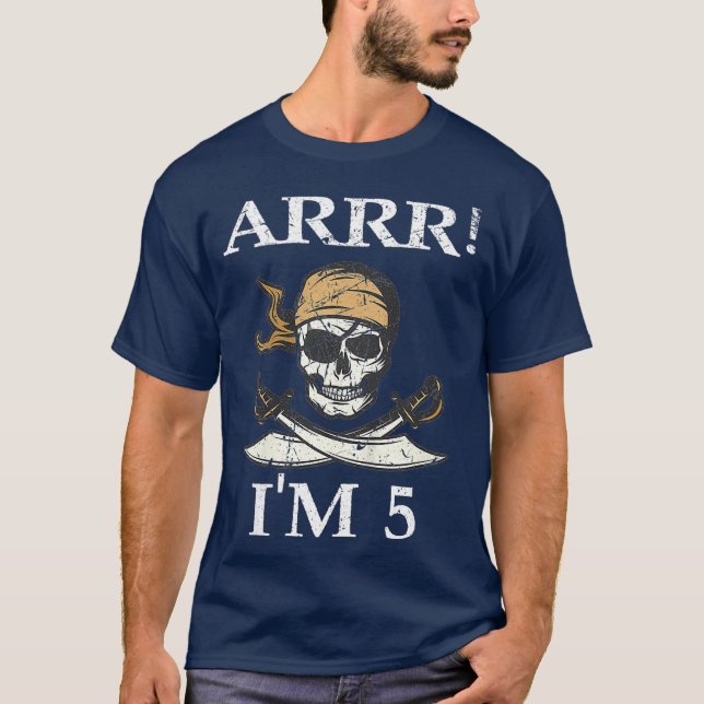 Camiseta Niños Faltan A Im 5 Pirata Niño 5 Cumpleaños Tema  (Anverso)