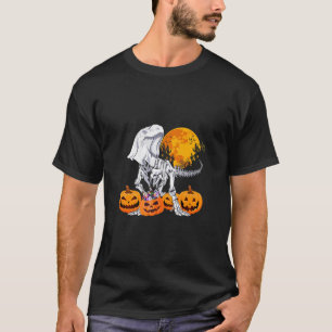 Camiseta Niños Fantasma Dinosaurio T Rex Skeleton Calabaza 