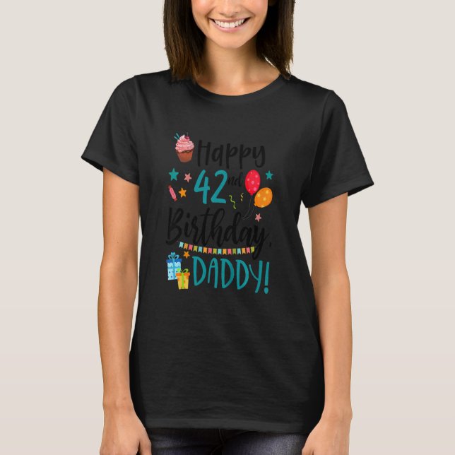 Camiseta Niños Felices 42º cumpleaños Papi Bday Son Hija B (Anverso)