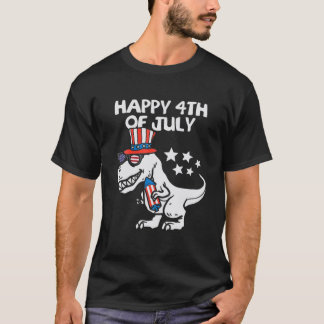 Camiseta Niños Felices 4 De Julio Rex Dino Dinosaurio Bebé 