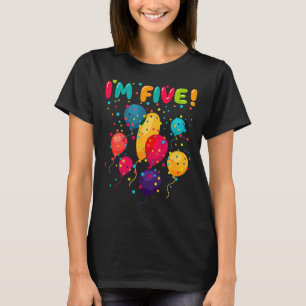 Camiseta Niños felices 5 globos de fiesta de cumpleaños qui