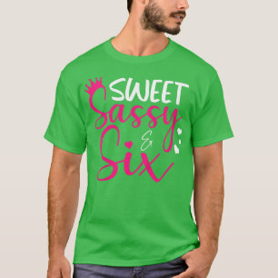 Camiseta Niños felices 6 cumpleaños, dulces, dulces y Chica
