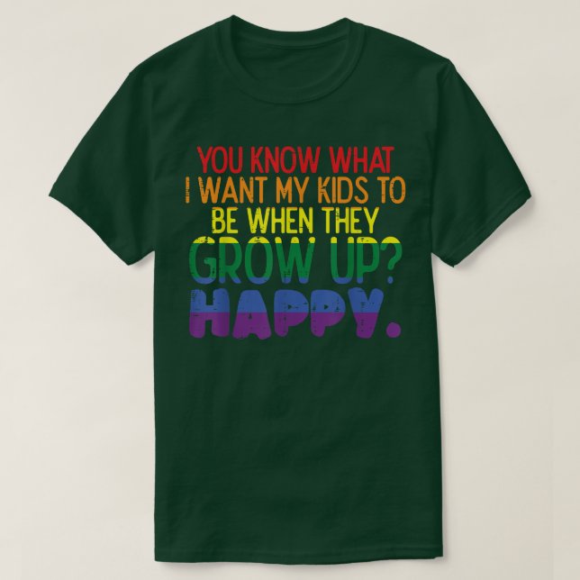 Camiseta Niños felices cuando crecen padres gays aliados de (Diseño del anverso)
