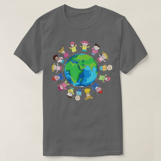 Camiseta Niños felices del Día de la Tierra en todo el mund (Diseño del anverso)