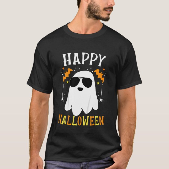 Camiseta Niños Felices Halloween Guay Boo Ghost Glasses Niñ (Anverso)