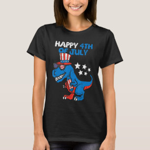 Camiseta Niños Feliz 4 De Julio Rex Dino Dinosaurio Bebé To