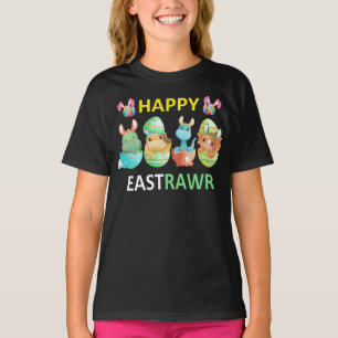 Camiseta Niños Feliz Año Ostrero Cute Trex Dinosaur Easter