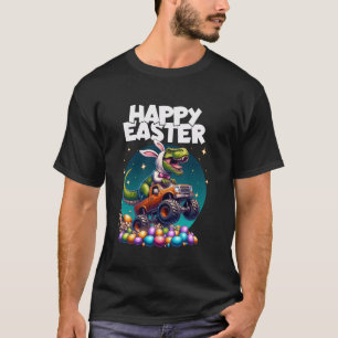 Camiseta Niños Feliz Conejo de Pascua T Rex Dinosaur Monste