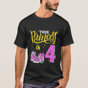 Camiseta Niños Feliz Cuarto Cumpleaños Para Chicas Corona D