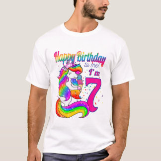 Camiseta Niños Feliz cumpleaños a mí, Unicornio de 7 años