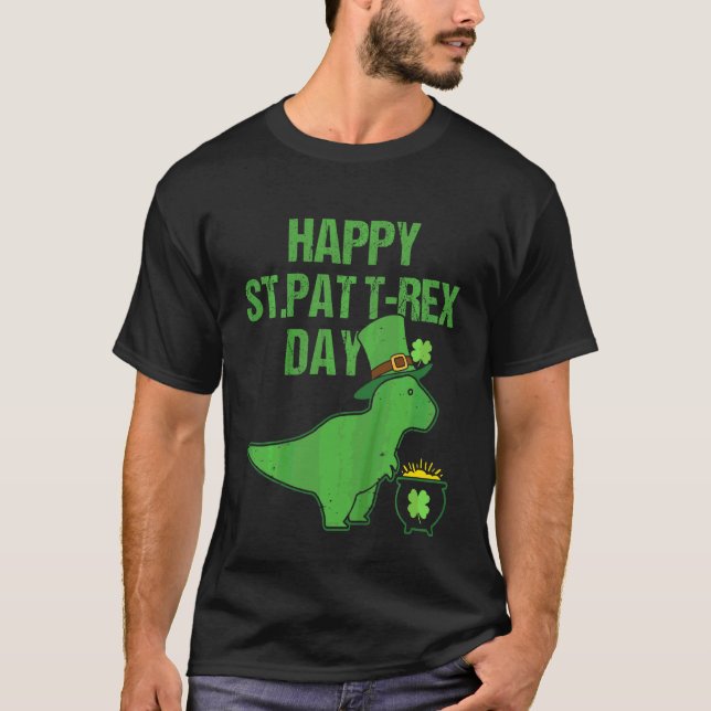 Camiseta Niños Feliz Día De St Pat Trex Dino St Patricks Pa (Anverso)