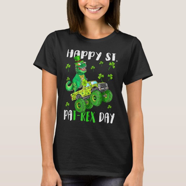 Camiseta Niños Feliz Día De St Pat Trex Dino St Patricks Pa (Anverso)