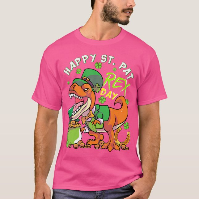 Camiseta Niños Feliz Día De St Pat Trex Dino St Patricks Pa (Anverso)