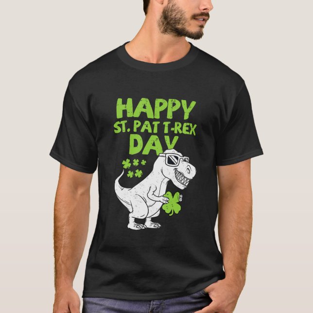 Camiseta Niños Feliz Día de St Pat Trex Dinosaur St Patrick (Anverso)