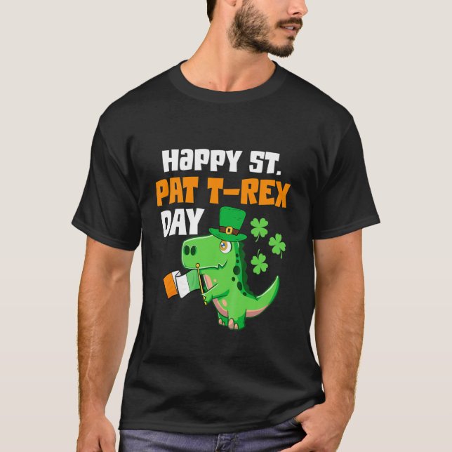 Camiseta Niños Feliz Día de St Pat Trex Dinosaur St Patrick (Anverso)