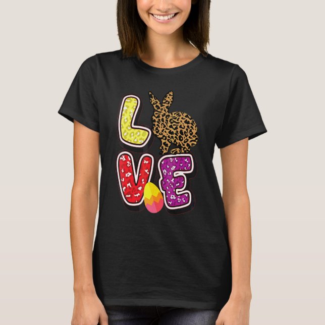 Camiseta Niños Feliz Pascua Amor Leopardo Conejo Oídos Grac (Anverso)