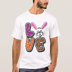 Camiseta Niños Feliz Pascua Amor Leopardo Conejo Oídos Grac