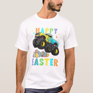Camiseta Niños Feliz Pascua Camión Monstruo Huevos De Pascu