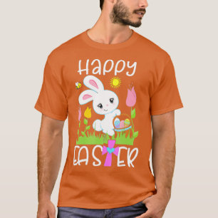 Camiseta Niños FELIZ PASTEL Cesta de huevo de conejo Flor d
