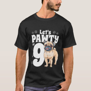 Camiseta Niños Fiesta de cumpleaños de Pug de 9 años Papico