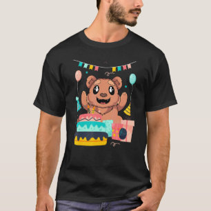 Camiseta Niños Fiesta de cumpleaños lindo animal oso pardo