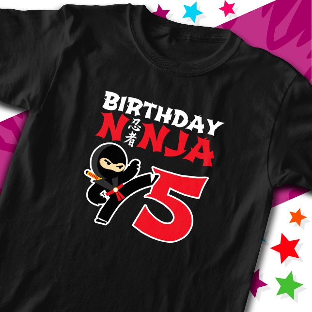 Camiseta Niños Fiestas de 5 años Karate Ninja Quinto cumple (Subido por el creador)