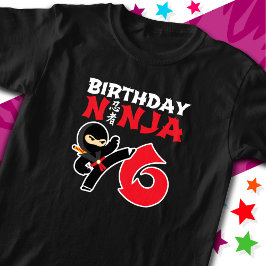 Camiseta Niños Fiestas de 6 años Karate Ninja 6º cumpleaños