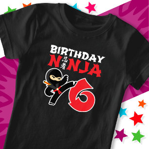 Camiseta Niños Fiestas de 6 años Karate Ninja 6º cumpleaños