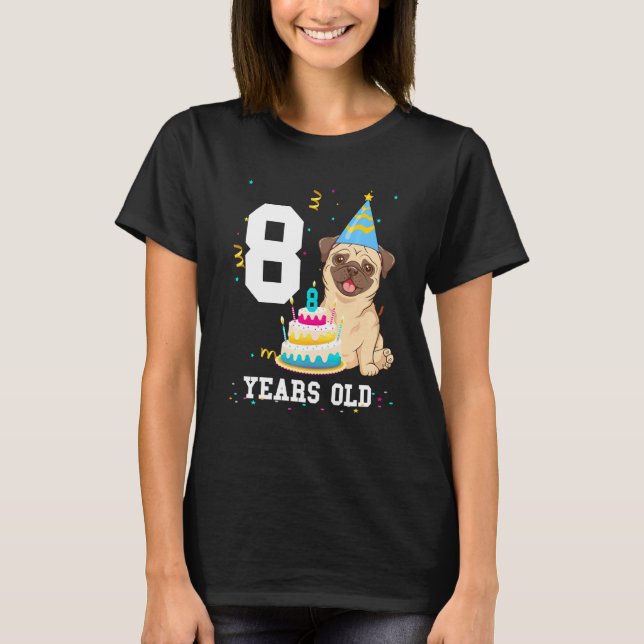 Camiseta Niños Fiestas de 8 años de edad Pug Dog Lover (Anverso)