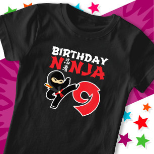 Camiseta Niños Fiestas de Ninja Karate de 9 años Novena Cum