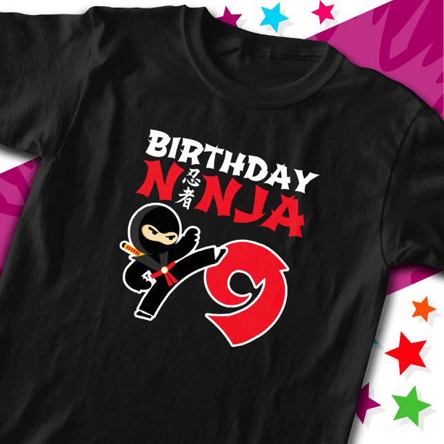 Camiseta Niños Fiestas de Ninja Karate de 9 años Novena Cum (Subido por el creador)