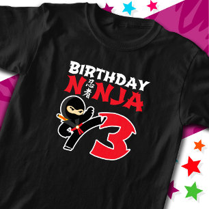 Camiseta Niños Fiestas Karate Ninja de 3 años Tercer cumple