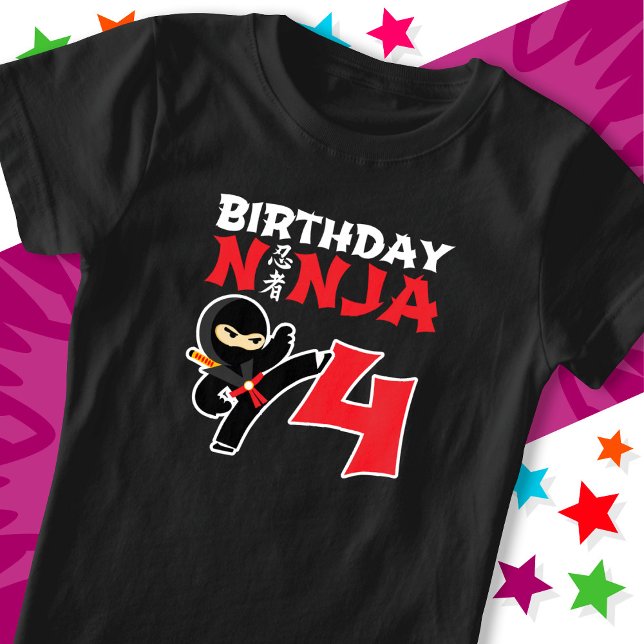 Camiseta Niños Fiestas Karate Ninja de 4 años (Subido por el creador)