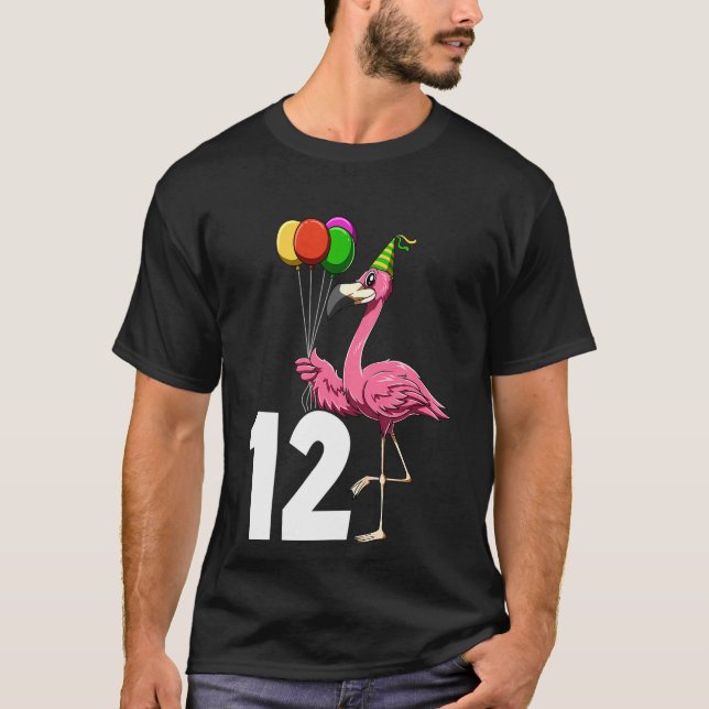 Camiseta Niños Flamingo Cumpleaños 12 Tema Flamingo 12º nac (Anverso)