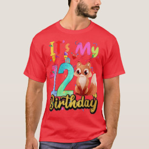 Camiseta Niños Fox 12th Birthday 12 Years Old Fox Cumpleaño