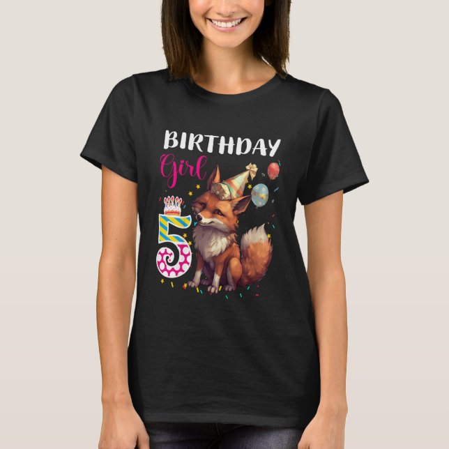 Camiseta Niños Fox Animal 5 Cumpleaños Chica Fox B día 5 añ (Anverso)