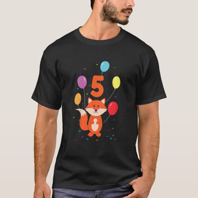 Camiseta Niños Fox Balloons 5cumpleaños Partido Zoológico A (Anverso)