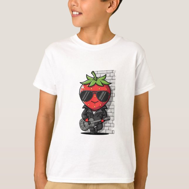 Camiseta Niños Fresa Rockstar (Anverso)