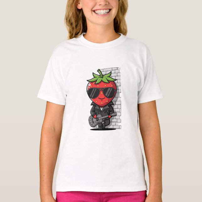 Camiseta Niños Fresa Rockstar (Anverso)