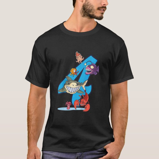 Camiseta Niños Futuro Biólogo Marino 4 Año 4 Cumpleaños B (Anverso)