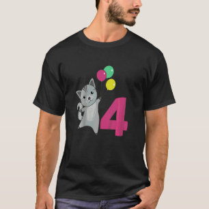 Camiseta Niños Gato Cuarto Balón De Cumpleaños Gatos Para N