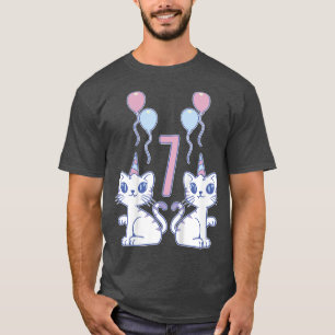 Camiseta Niños gatos gatos 7 años Chica de cumpleaños 7 año